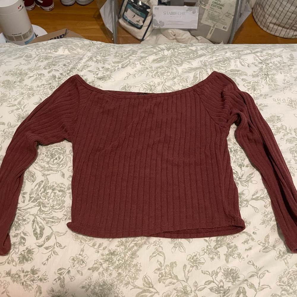Fashion Nova Maroon Ribbed Top
